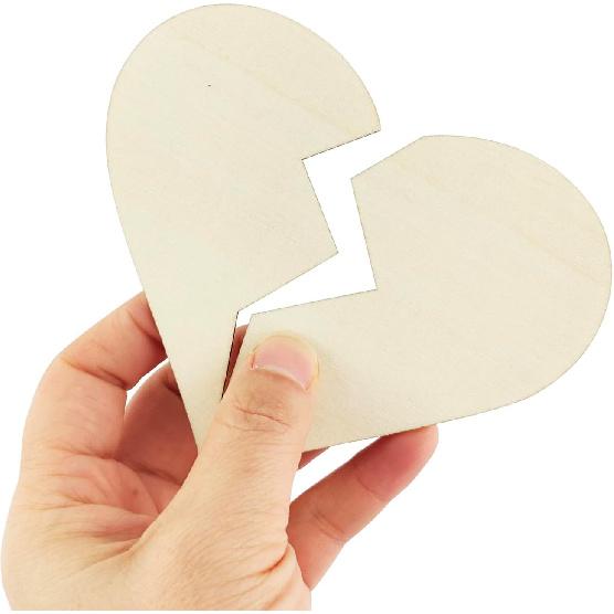 30 Pack 4 Inch Wood Broken Heart Cutouts Unfinished Wood Broken Heart Crafts Wooden Broken Heart Hanging Ornaments DIY Broken Heart Craft Gift Tags