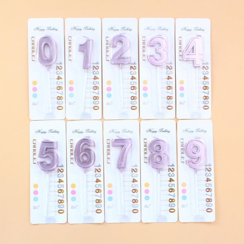 New Creative Suction Card Silver Three-dimensional Birthday Numbers 0-9 Cake Candles Children's Adult Party Decoration Candles