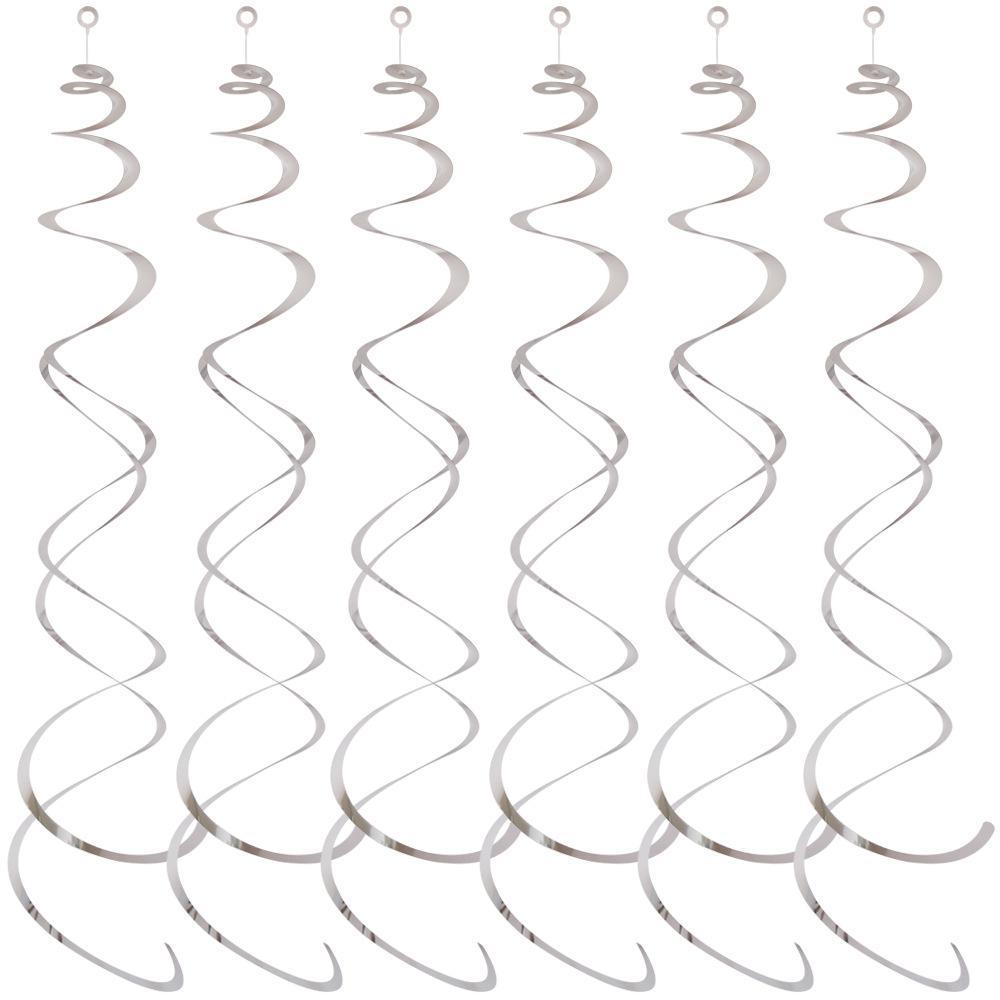 6PCS Spiral Pendant Party Streamers Hanging Plastic Streamer Spiral Pendant Twin Tail Party Ceiling Foil Swirl Decorations