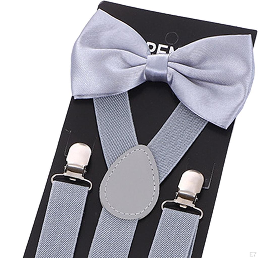 Keusyoi Ensemble De Bretelles En Soie Tissée Jacquard Pour Homme Avec Nœud Papillon Et Boutons De Manchette Réglables Et élastiques
