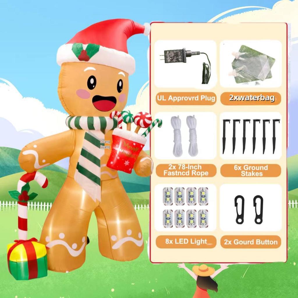 2024 Neue aufblasbare Lebkuchen-Weihnachtsdekoration für den Außenbereich Spielzeug