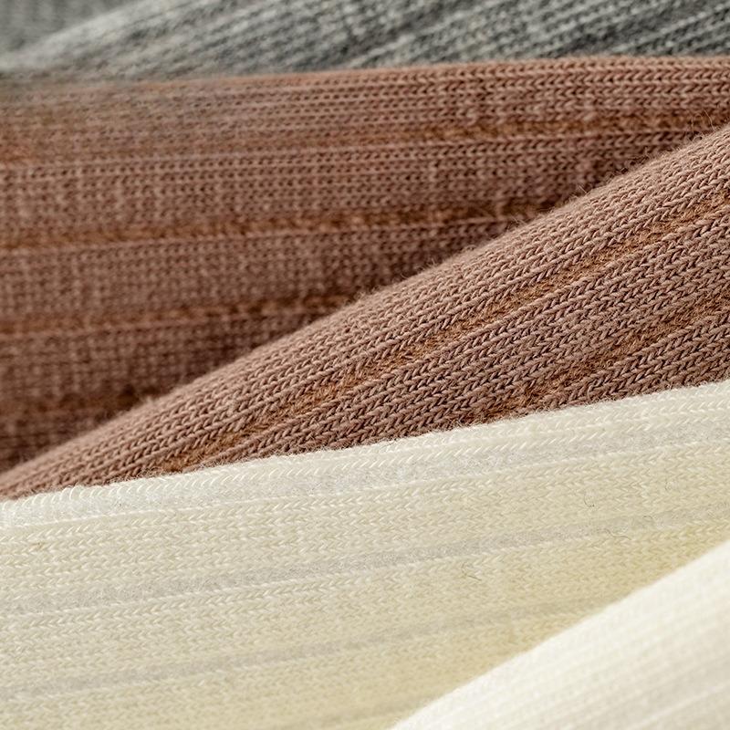 Calf Socks for Girls, Spring and Autumn Solid Color Striped Cotton Socks, Pile Socks, High Socks, Anti-slip and Slimming Student Long Socks