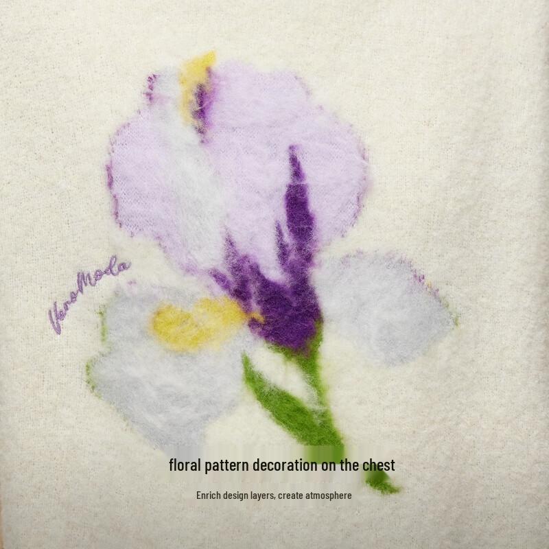 Veromoda Women's 2025 A/W Floral Drop-Shoulder Knit Sweater 325413017