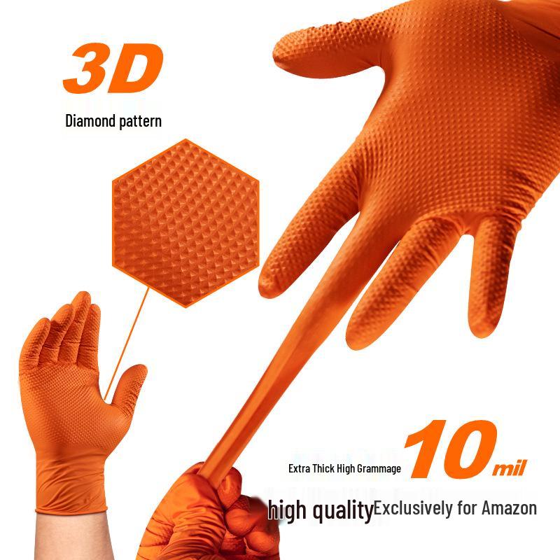 Ambo Chen Extra Thick Diamond Pattern Wear-Resistant Nitrile Auto Repair Gloves