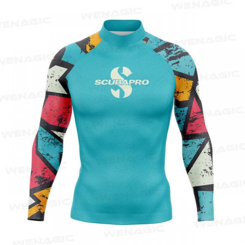 Mens Long Sleeve Surfing Top Quick Dry Tight Fit Swimming Sports