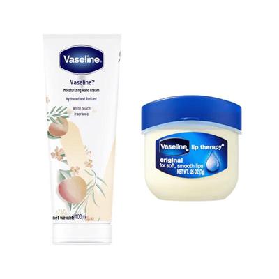 Zestaw Balsam do ust Vaseline Classic & Krem do rąk Biała brzoskwinia