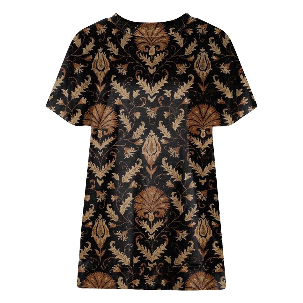 Women's Printed Short Sleeve Round Neck Retro Short Sleeve Summer Loose Tops Tops Women's Summer T-Shirts