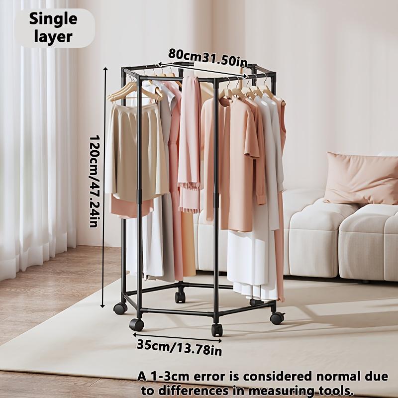 Coat Racks,Clothes Drying Rack with Wheels, Space-Saving Clothesline for Home,Sturdy Metal Construction,for Balcony, Living Room