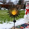 Outdoor Solar Decor Light Artistic Stake Light for Garden Pathway Iron Flame Sun Patio Yard