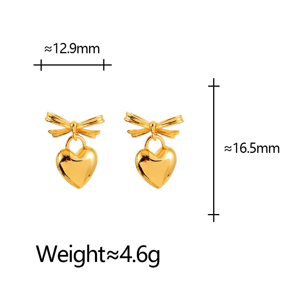 Custom Glossy Heart Bow Earrings for Women – Stylish, Simple, Everyday Fashion Accessories