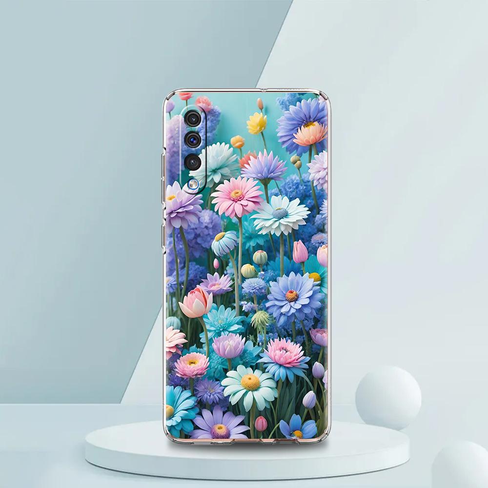 Transparent Phone Case for Samsung Galaxy A16 A14 A12 A22 A24 A42 A02 A06 A20 A30 A40 Soft TPU Cover Small Flower Stars Pattern