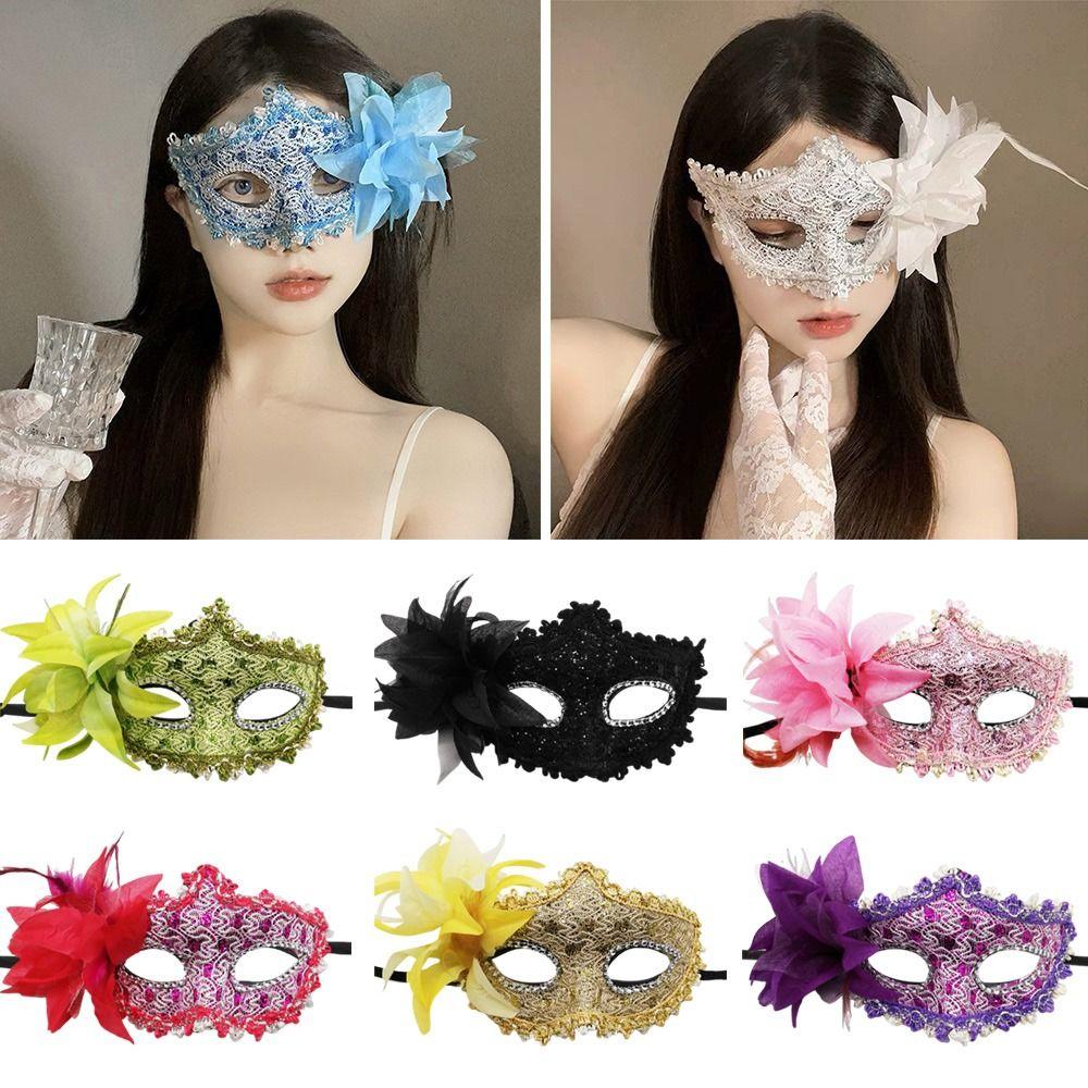 Módní benátská party maškarní maska boční květina karnevalová party poloviční maska na obličej krajková maska na oči party make-up ples