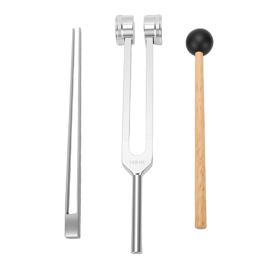 Portable Tuning Fork Set Aluminum Alloy 128hz Tuning Fork with Reflex Hammer for Relaxation
