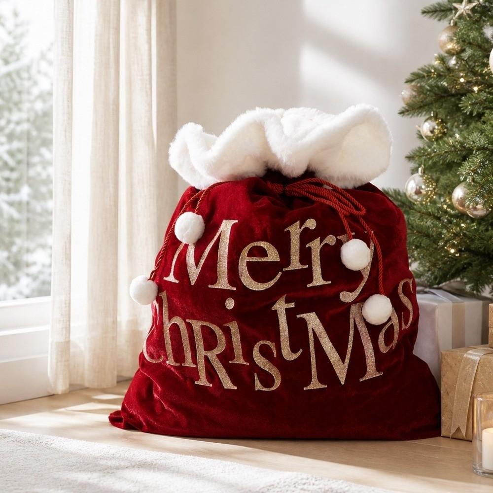 50x70cm Large Size Santa Claus Gift Bag Velvet Drawstring Bag  Decoration Supplies