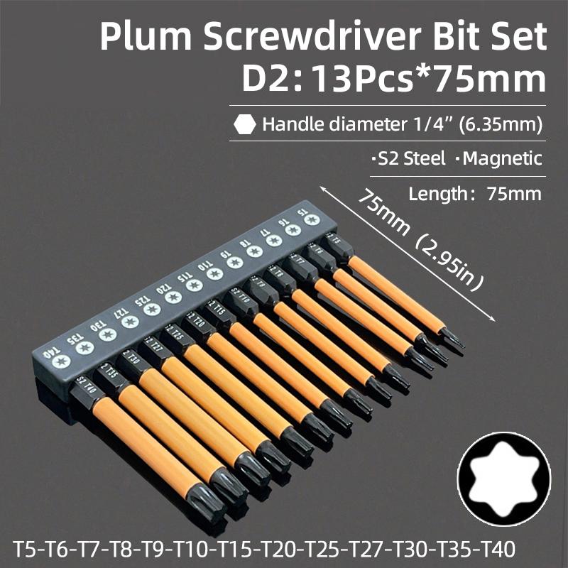 Sechskant-Inbusschlüssel-Schraubendreher-Bit-Set, magnetisch, Kreuzschlitz, Torx, Pflaume, manipulationssichere Bohrer, Schraubendreher, Handwerkzeuge