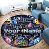 Pac-Man Custom Name Round Area Rug,Carpet Rug for Living Room Bedroom Sofa Playroom Decor,Non-slip Floor Mat