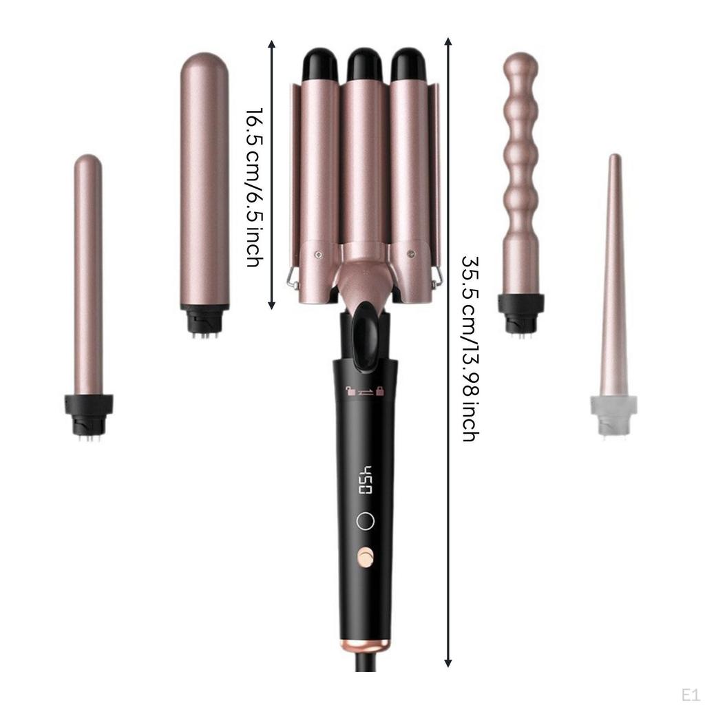 3 Barrel Hair Waver double Power Input Interchangeable Waving Set Adjustable Temperature for