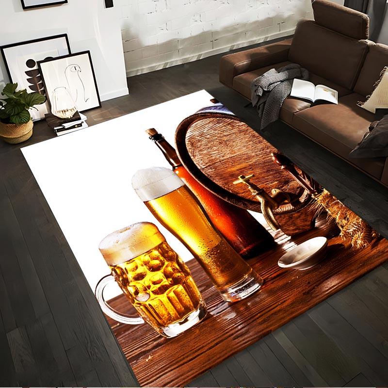 

Rustic Beer Barrel and Glasses with Wheat1Frothy Drinks on Wooden Table Carpet Design Suitable for use as an anti-slip1 for1room and bedroom sofas 40x60cm( 15x23in )