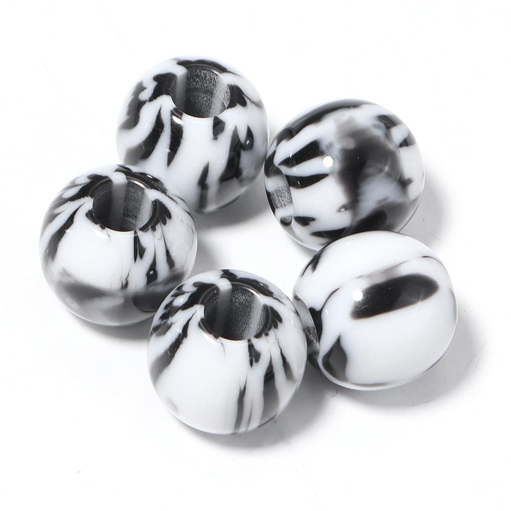 

5pcs/lot 16mm Colorful Big Hole Round Beads Loose Spacer Acrylic Beads For DIY Fashion Bracelet Phone Chains Decor Accessories білий