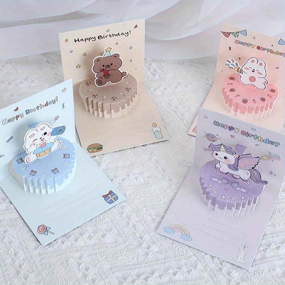Charming 3D Pop-Up Bunny Cake Birthday Card - Adorable Rabbit & Cupcake Design with Pink Icing, Premium Paper Craft for Youngsters