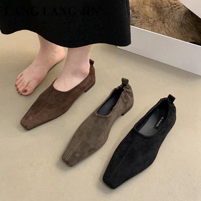 Neue Frühling Herbst Schuhe Damen Slipper Wildleder Ballerina Eckige Zehenpartie Flats Ballett Flache Weiche Mokassins Britischer Stil Sneaker Mujer