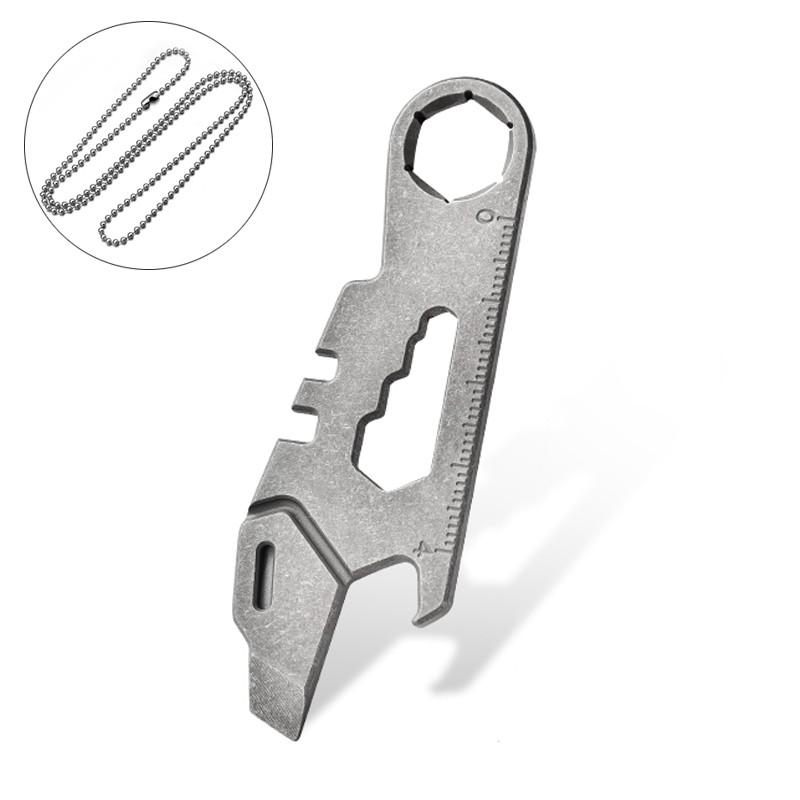 Bottle Opener Pry Bar Scale EDC Keychain Multifunctional Tool Window Breaker Gift Titanium Alloy EDC Crowbar with Necklace