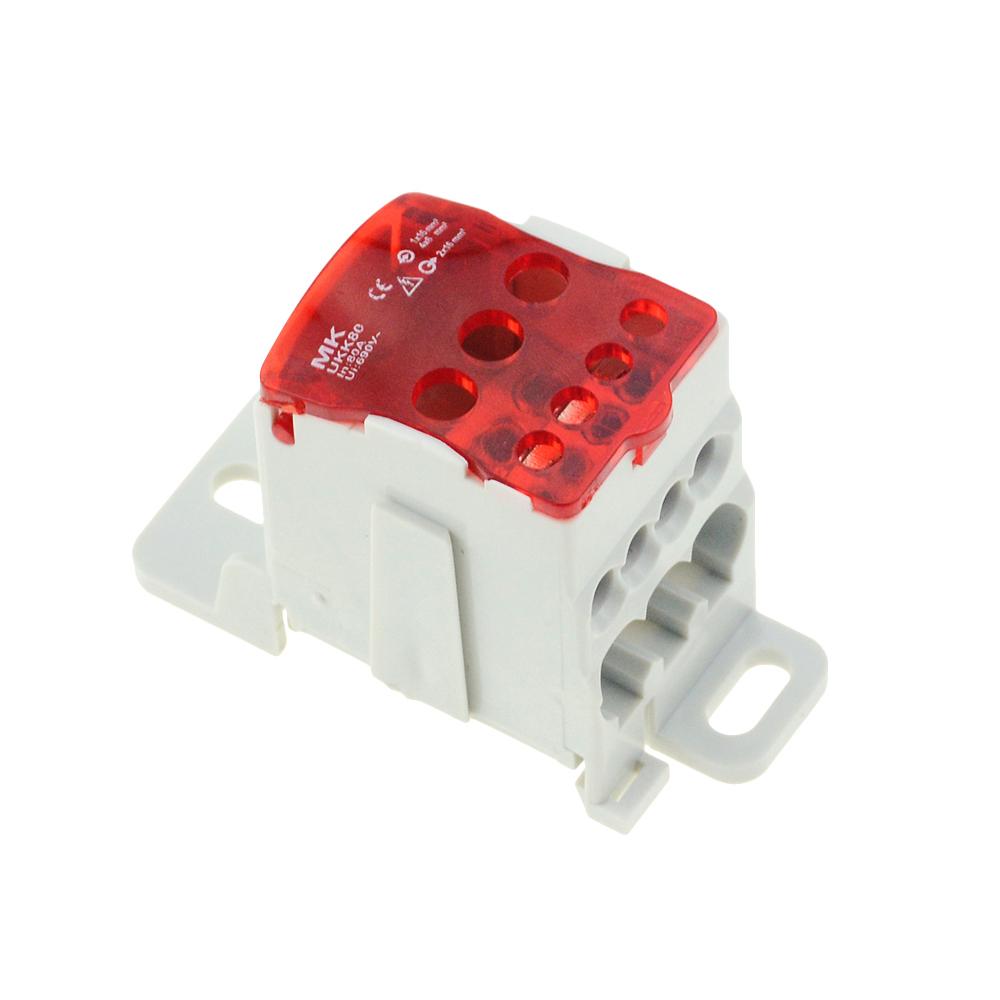 1PC UKK80A Terminal Block 1 In Many Out Din Rail Distribution Box Universal Electric Wire Connector