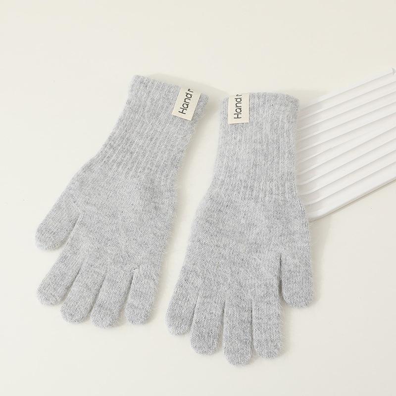 Winter Solid Color Knitted Gloves Full Fingered Stretchy Warm Gloves For Cold Weather Girls Men Women And Teens Winter Mittens