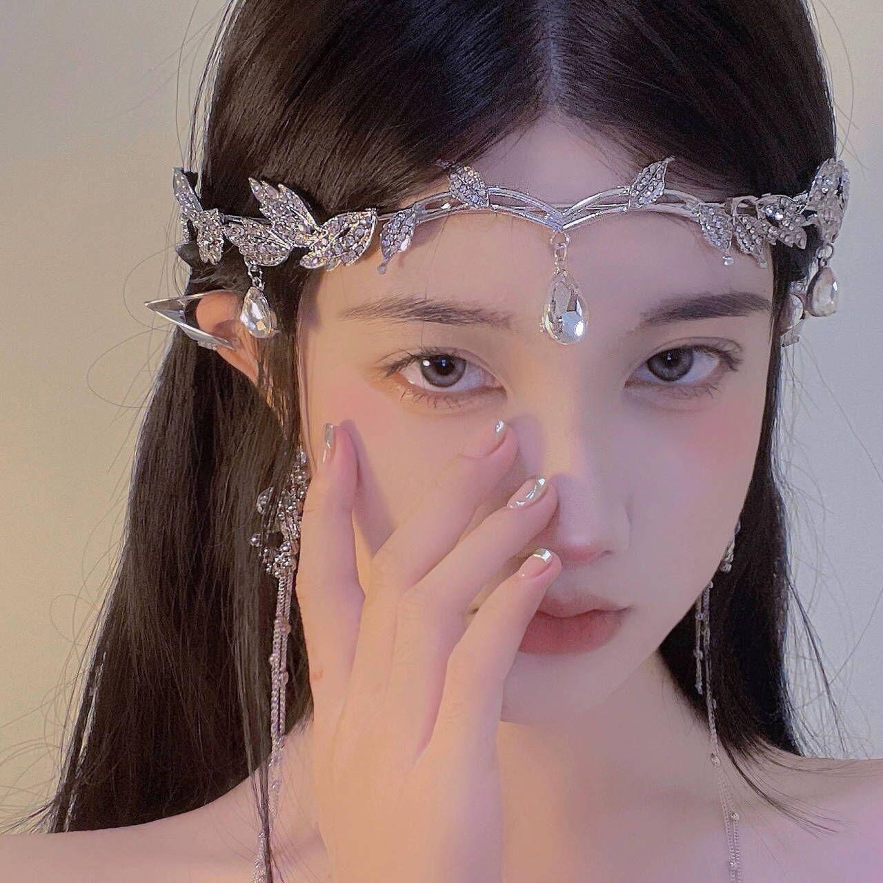 

Повязка на голову с каплями воды в стиле Богемия и подвеской в виде брови - экзотический головной убор в стиле ханьфу, аксессуар для волос