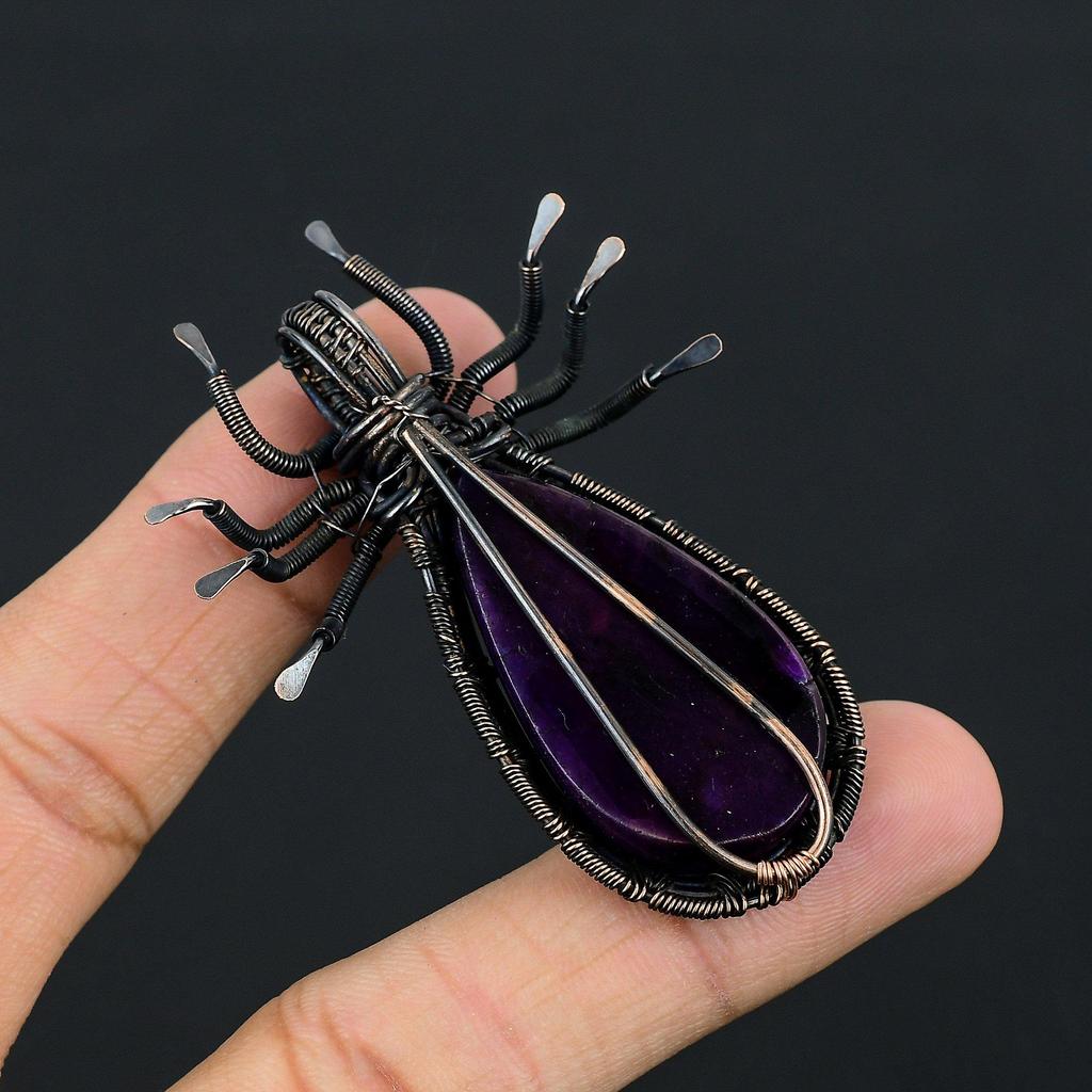 Amethyst Pendant Gemstone Jewelry, 999 Copper Wire Wrapped Pendant, Gift For Women Handmade Pendant