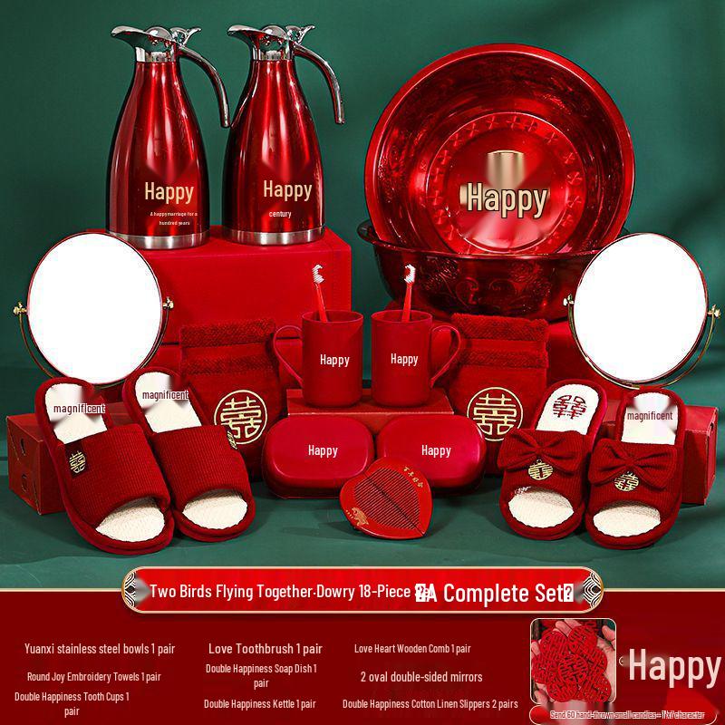 Luxurious Bridal Dowry Set: Practical Wedding Tea Ceremony Cups & Departure Treasure Pot