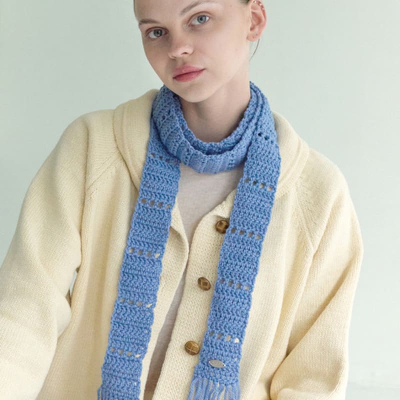 Slowslowly No.188 / Lily 100% Organic Wool Skinny Muffler _ 7color