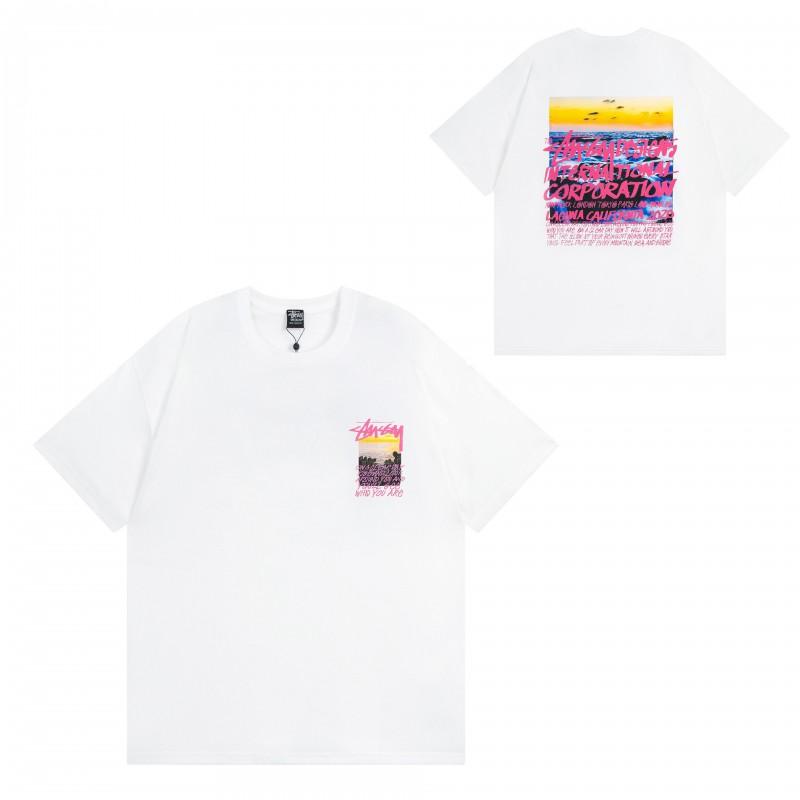 Short Sleeve T-Shirt Couples Street Style Letter Print Loose Fit Breathable Top