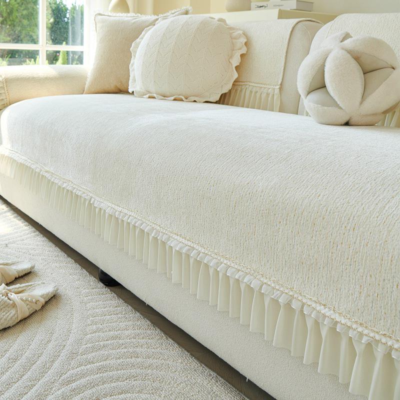 

Chenille Non-Slip Green Ruffle Sofa Cushion - All-Season, Dirt-Resistant, 2026 Style 70*70cm грязно-белый