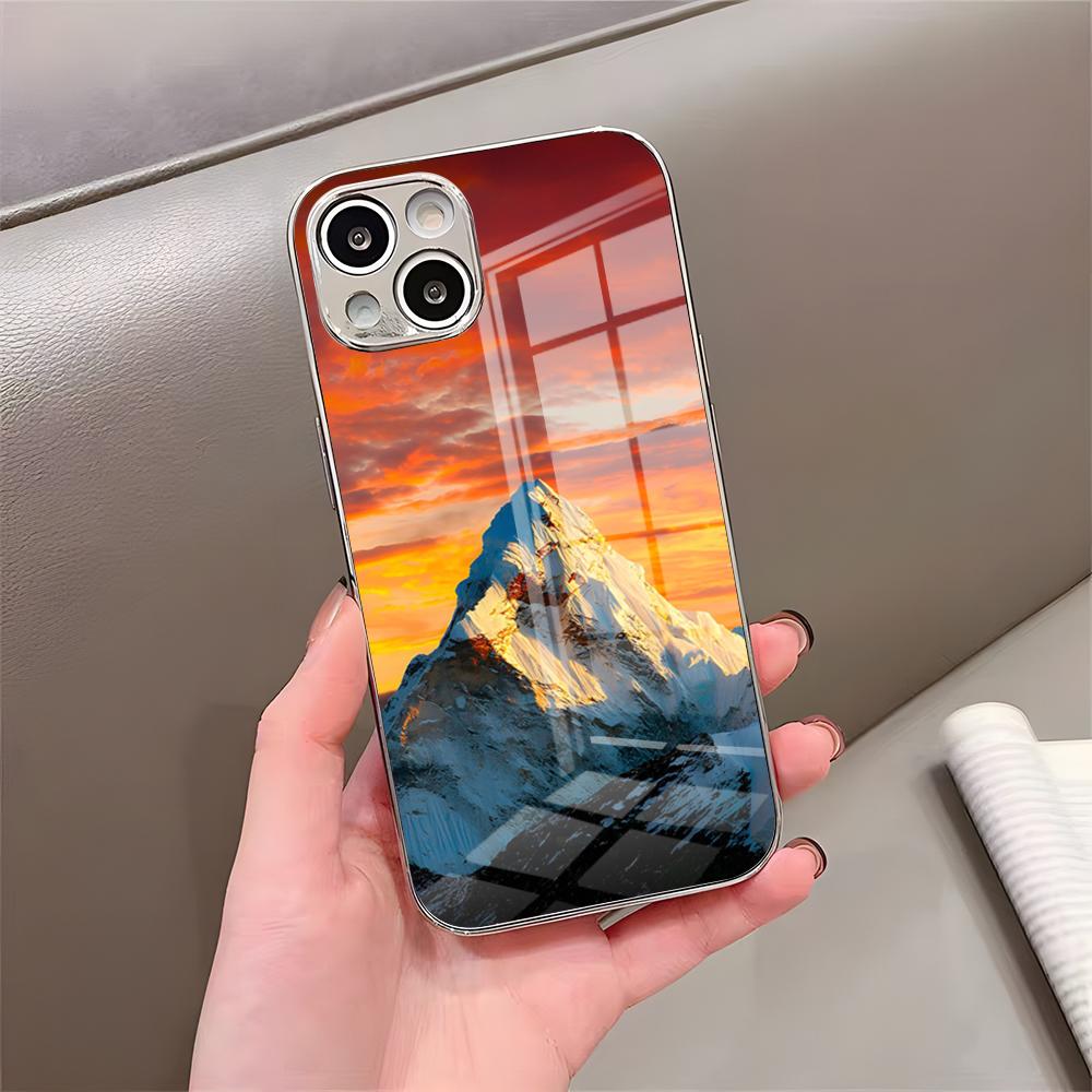 Everest Mountain Phone Case For IPhone 17 Pro Max 15 Pro 16 14 Plus 12 13 Mini 11 Pro Shockproof Electroplated Glass Cover