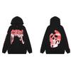 Mens Oversized Hoodie With Embroidered Skull Spine Design Streetwear Casual Pullover Cotton Blend Loose Fit