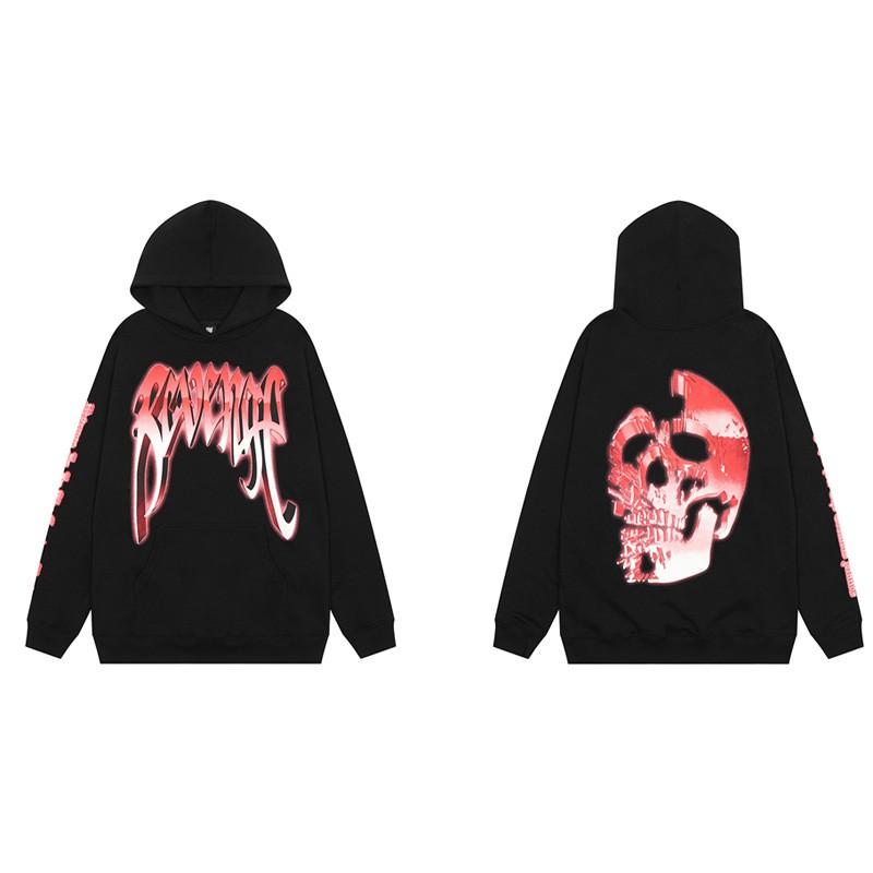 Mens Oversized Hoodie With Embroidered Skull Spine Design Streetwear Casual Pullover Cotton Blend Loose Fit