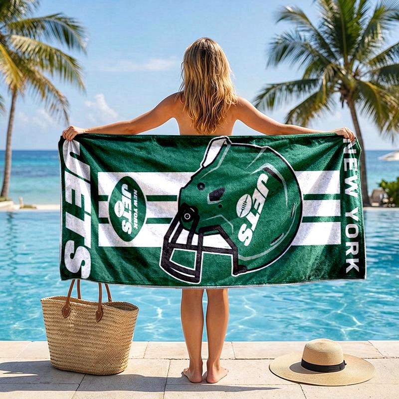 New York Jets Beach Towel Microfiber Beach Towel, Lightweight and Quick-Dry, for Summer Travel, Swimming Pool Fan Birthday Gift
