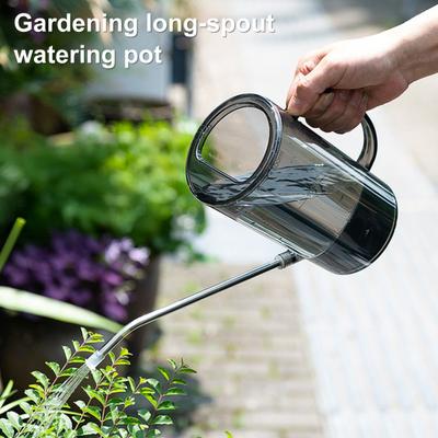 Gießkanne mit langem Ausguss 1L/1.5L Gießkanne mit Skala Transparenter Gartenbewässerungssprühbehälter für Zimmer- und Außenpflanzen, Büroblumen