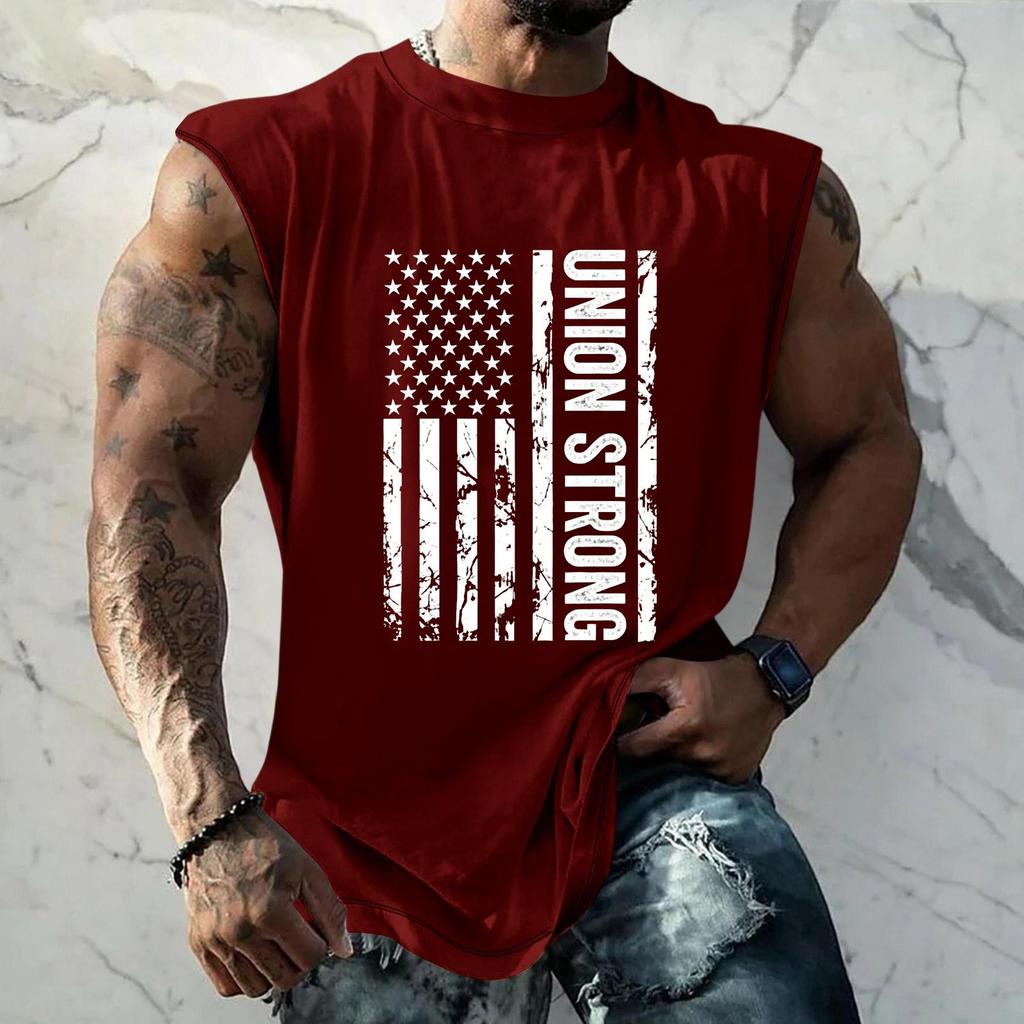 Men Sleeveless Tank Top Loose Fit Casual Workout Muscle Shirt Printed Graphic Design Lightweight Summer Athletic Vest
