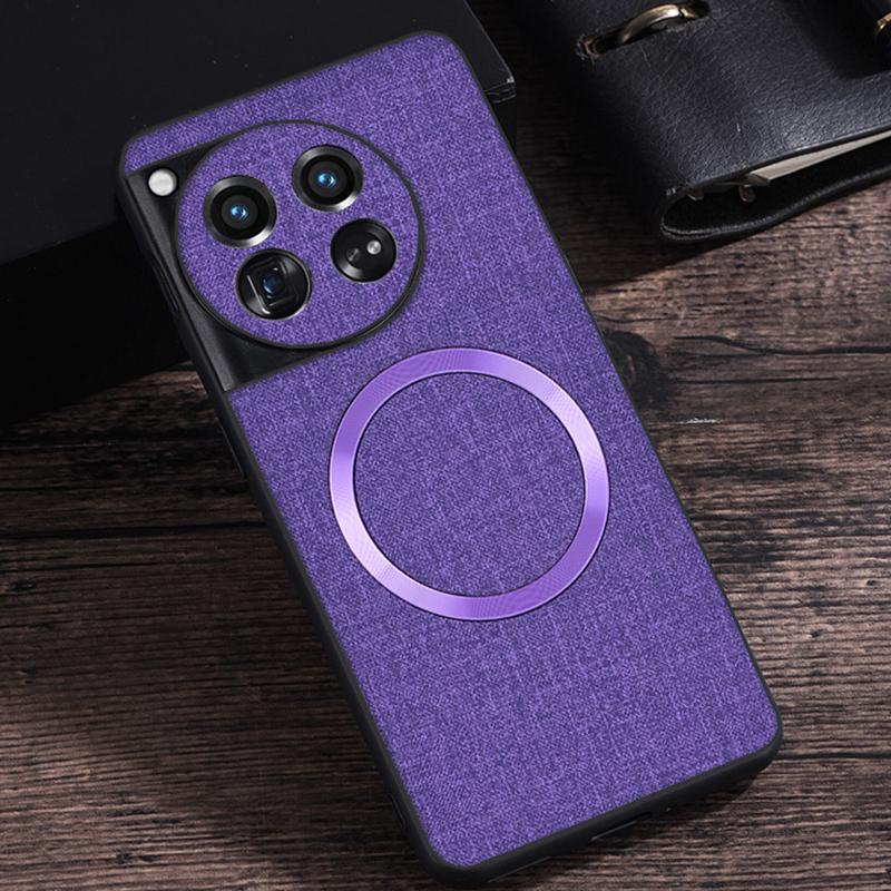 For OnePlus 12 5G Magnetic Case TPU+Cloth Scratch Resistant Phone Cover