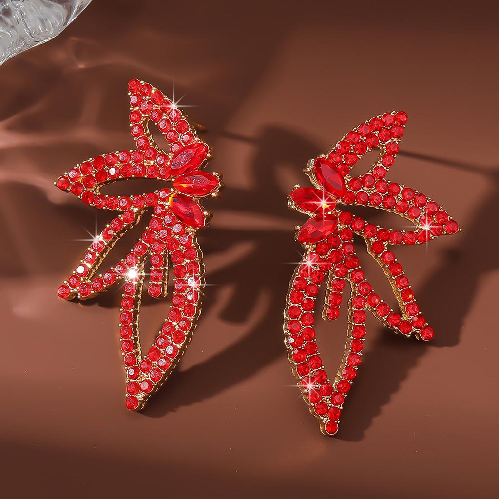 Heavy Industry Full Diamond Butterfly Earrings European and American Style Spicy Girl Charm Dinner Earrings
