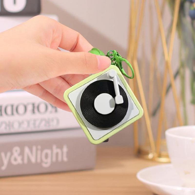 Record Player Keychain Recording Function Vintage Small Vintage Recorder Keychain Decorative Couples Keyring For Keys