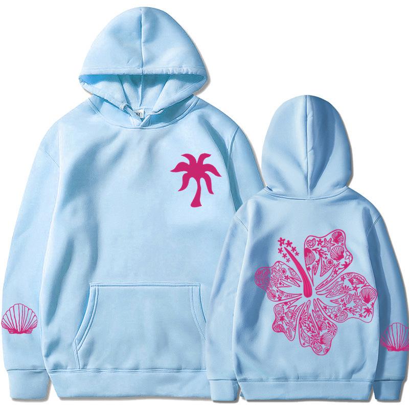 Podzimní Zimní Móda Volná Dámská Mikina Růžový Květinový Vzor Tištěná Ležérní Teplá Mikina