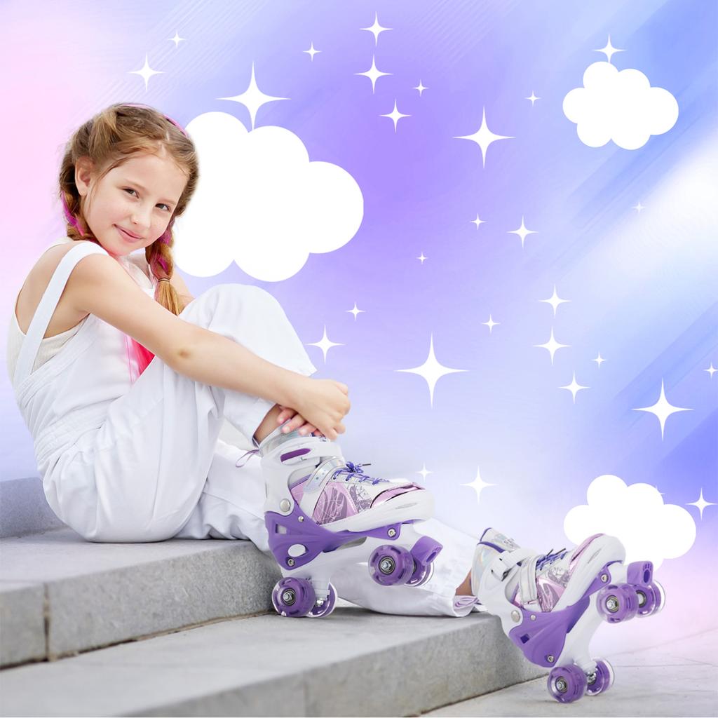 Rollschuhe für Mädchen und Jungen für Kinder, 4 Größen, verstellbar, mit Beleuchtung