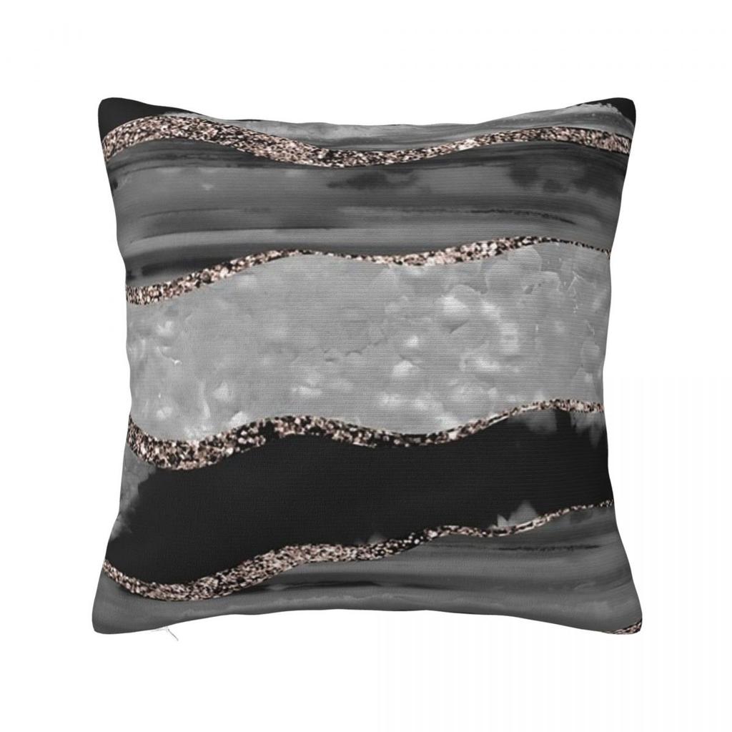 Black Gray White Agate Rose Gold Pillowcase Cushion Comfort Throw Pillow Sofa Cushions Used for Home Bedroom Living Room