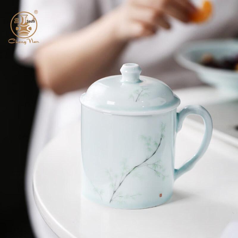 Jingdezhen Ceramic Office Mug with Lid and Handle