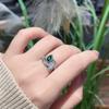 Anillo Paraiba Vintage Bling Flash Sentido Avanzado Cultivo Artificial Apertura Femenina Anillo Esmeralda de Lujo Ligero