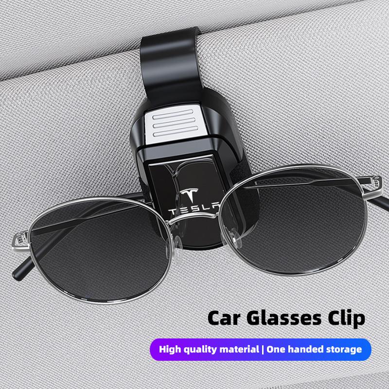 ALI1 Car Sun Visor New Glasses Clip Card Clamp Ticket Holder For Tesla Model 3 Model S Model X Model Y Cybertruck Roadster SpaceX