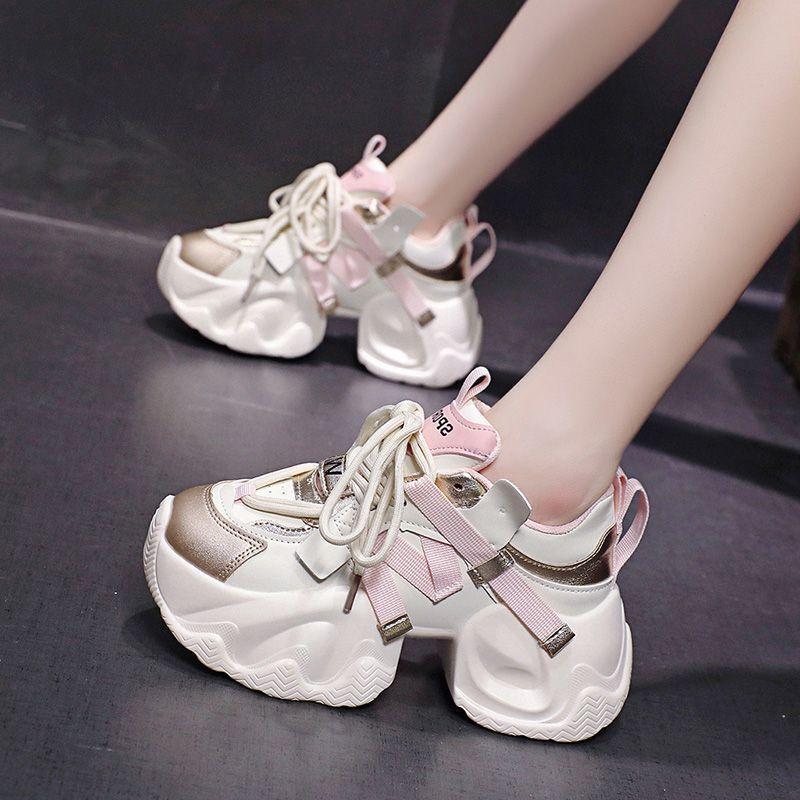 2025 new breathable dad shoes spring and autumn ins thick-soled heightening little white shoes women's versatile casual sports women's shoes